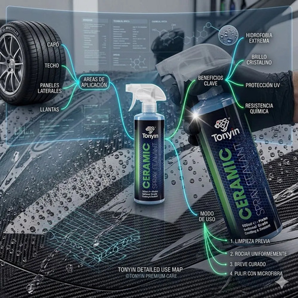 Recubrimiento Cerámico Tonyin 473ml Acabado Hidrofóbico 3