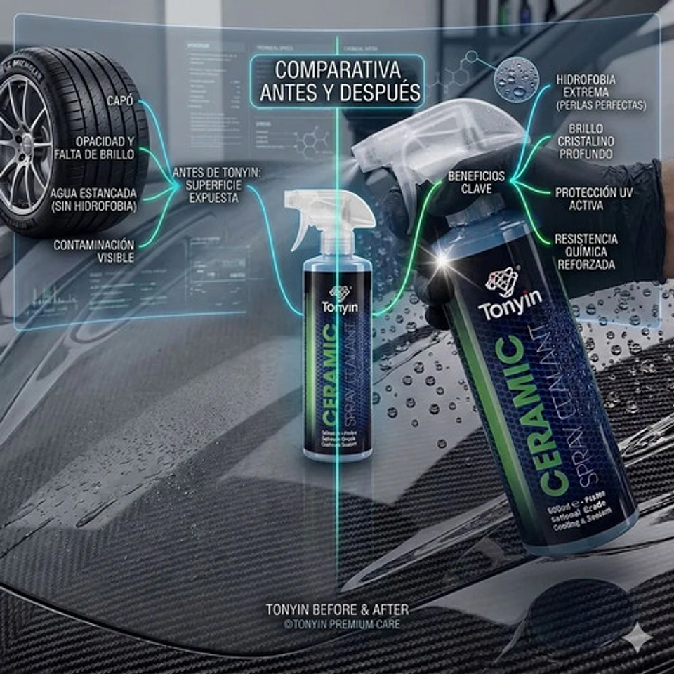 Recubrimiento Cerámico Tonyin 473ml Acabado Hidrofóbico 6
