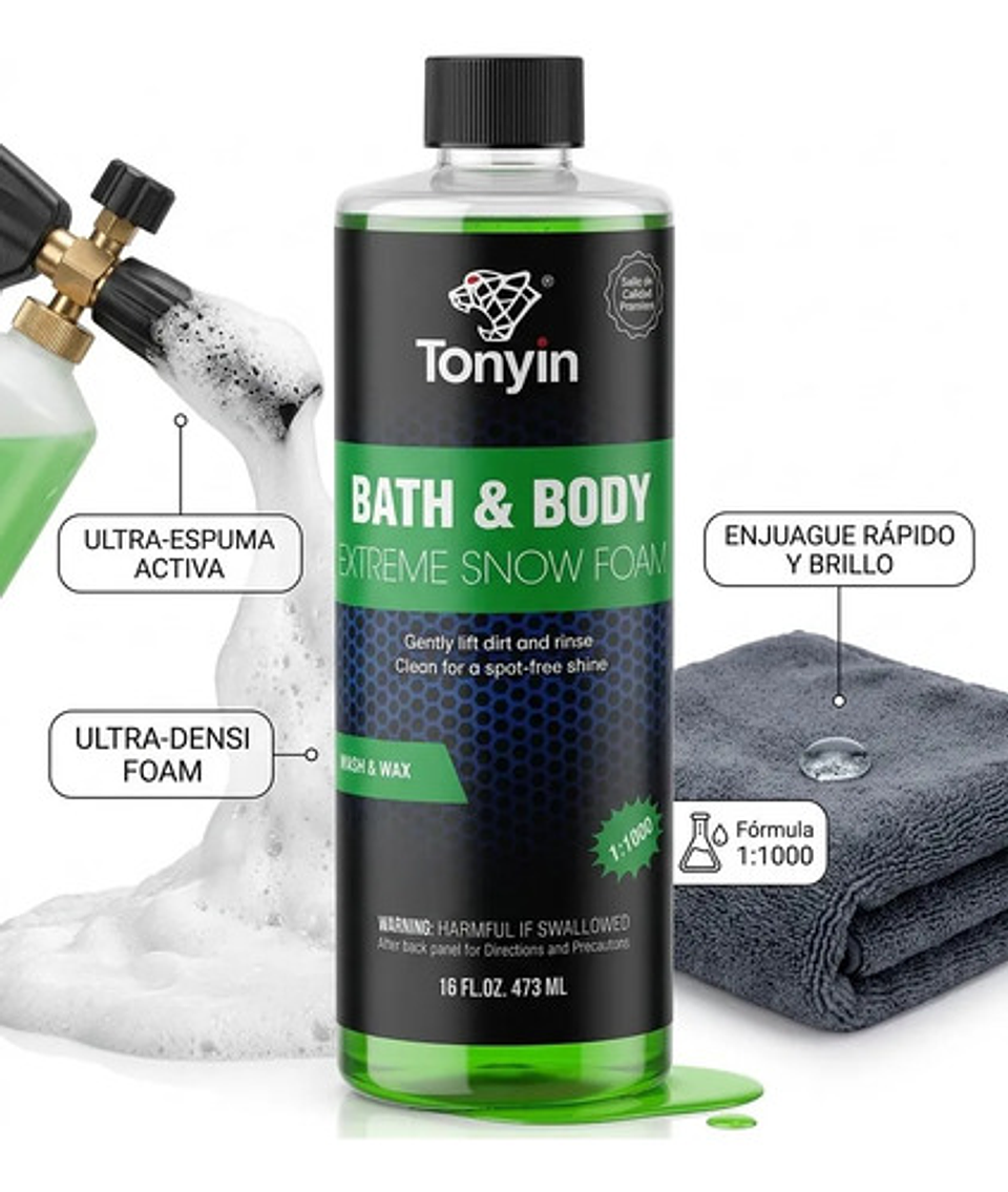 Shampoo Auto Tonyin Snow Foam Con Cera Ph Neutro 473ml 2