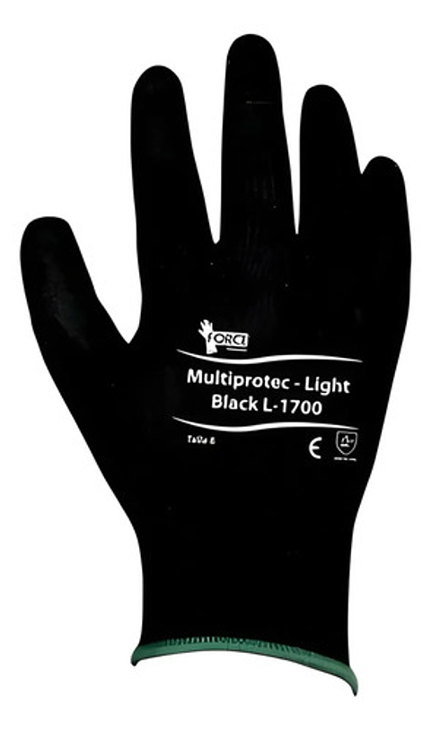 Pack 5. Guante Multiprotec Flex Light L-1700 Palma Pu Negro
