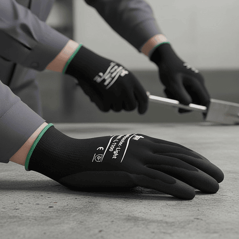 Pack 5. Guante Multiprotec Flex Light L-1700 Palma Pu Negro