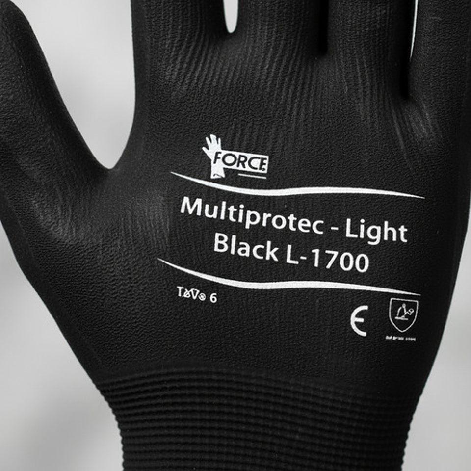 Pack 5. Guante Multiprotec Flex Light L-1700 Palma Pu Negro 8