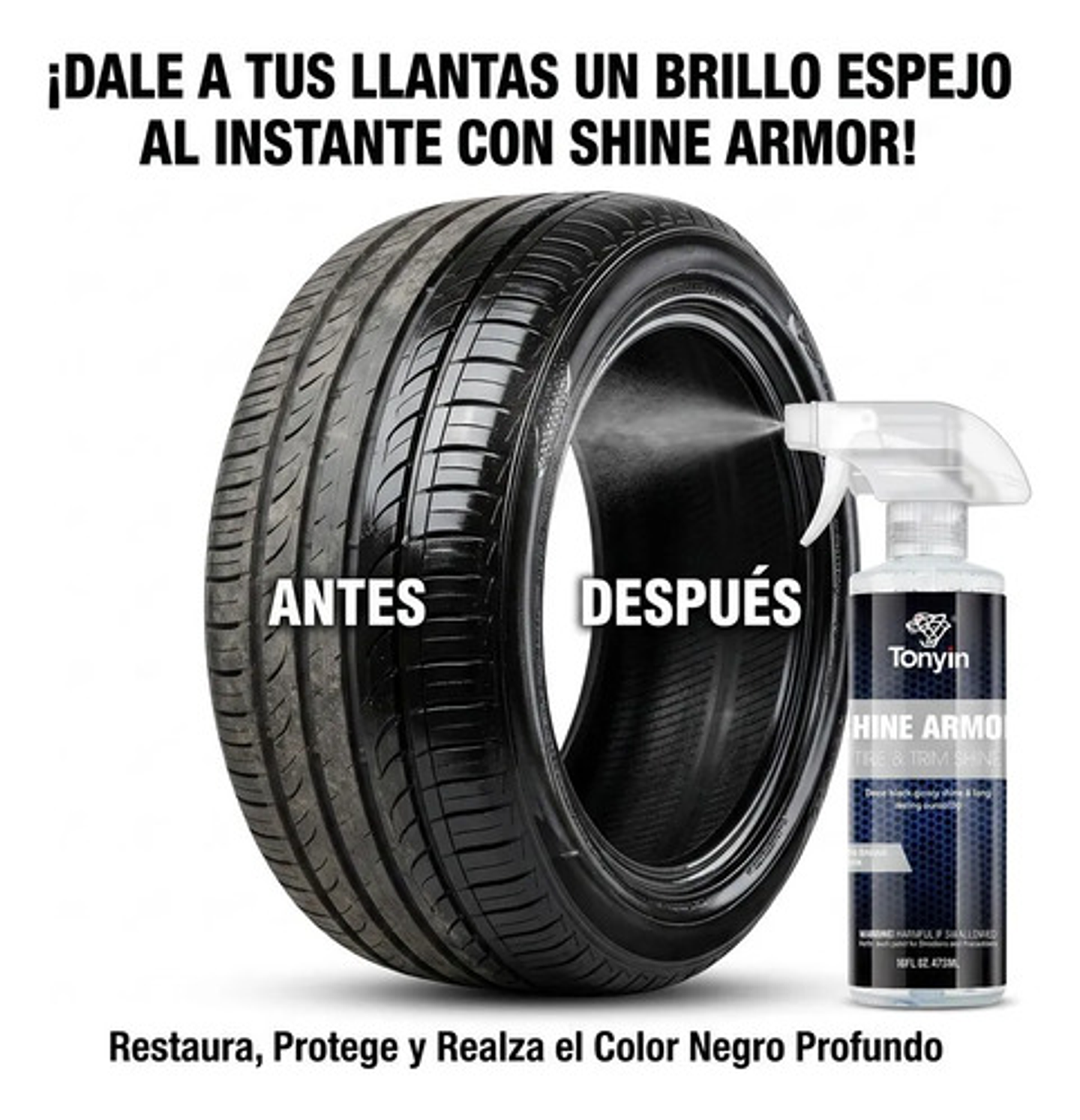 Renovador Neumáticos Auto Silicona Abrillantador Tonyin 2