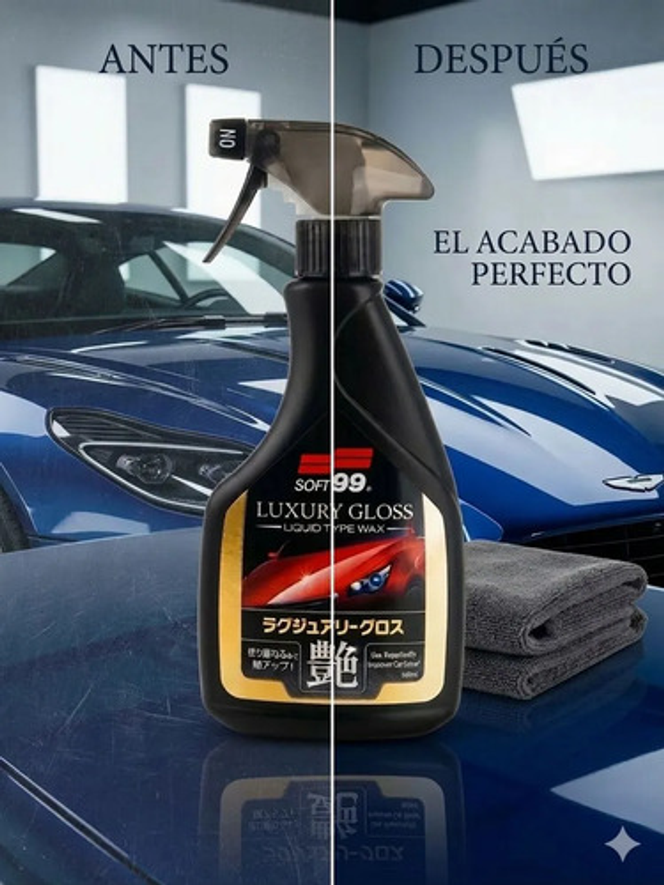 Kit Cera Líquida Soft99 Luxury Gloss 500ml + Paño Microfibra 4