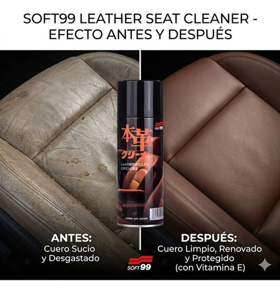 Limpiador Cuero Auto Soft99 300ml Vitamina E Origen Japones 5