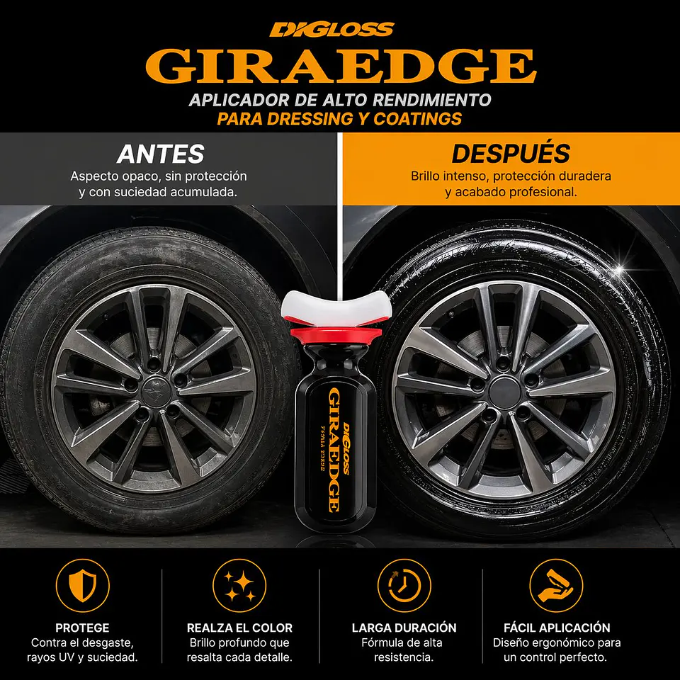 Renovador Neumáticos Auto Abrillantador Llantas Digloss 70ml 3