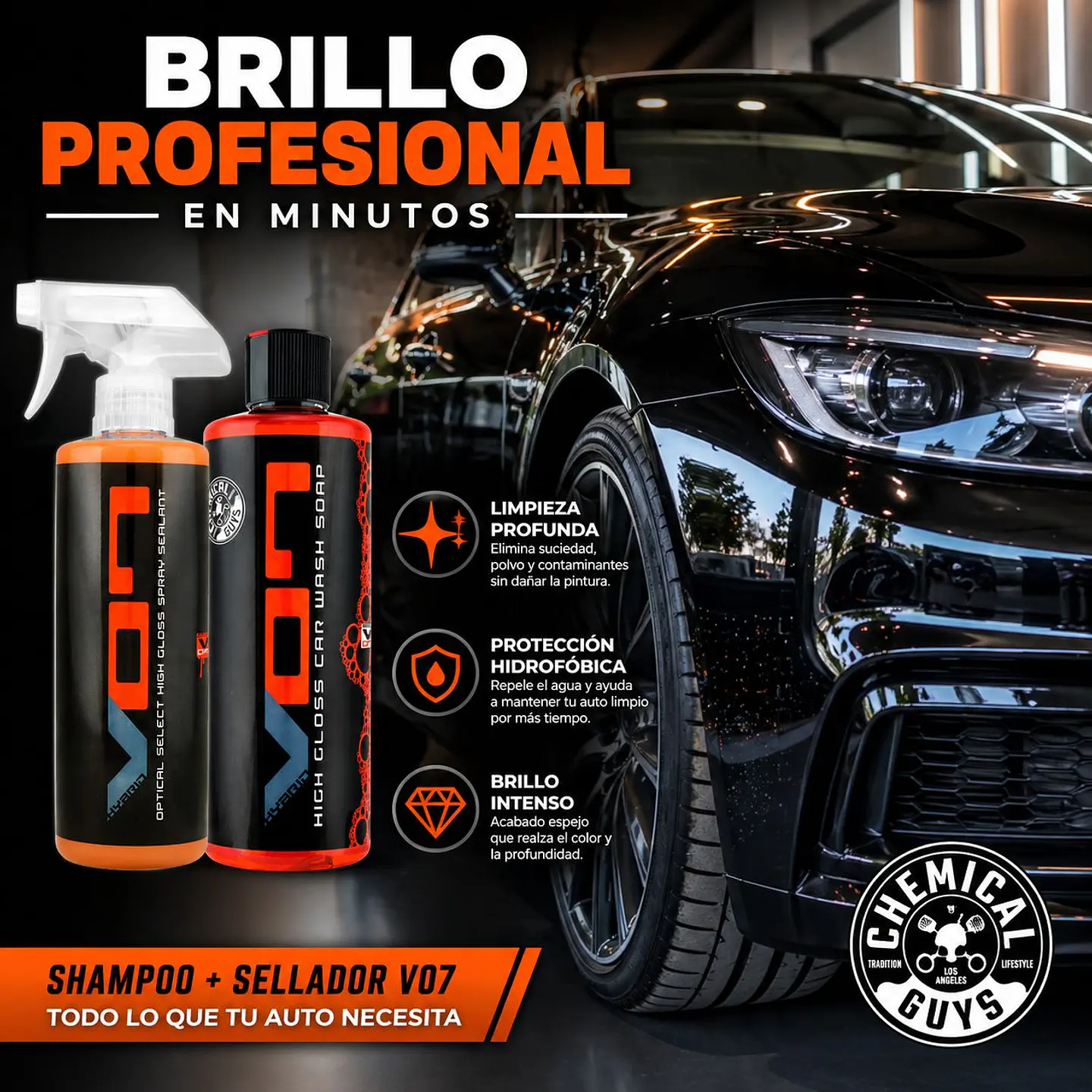 Kit Shampoo Cera Sellador Quick Detailer V07 Chemical Guys 2