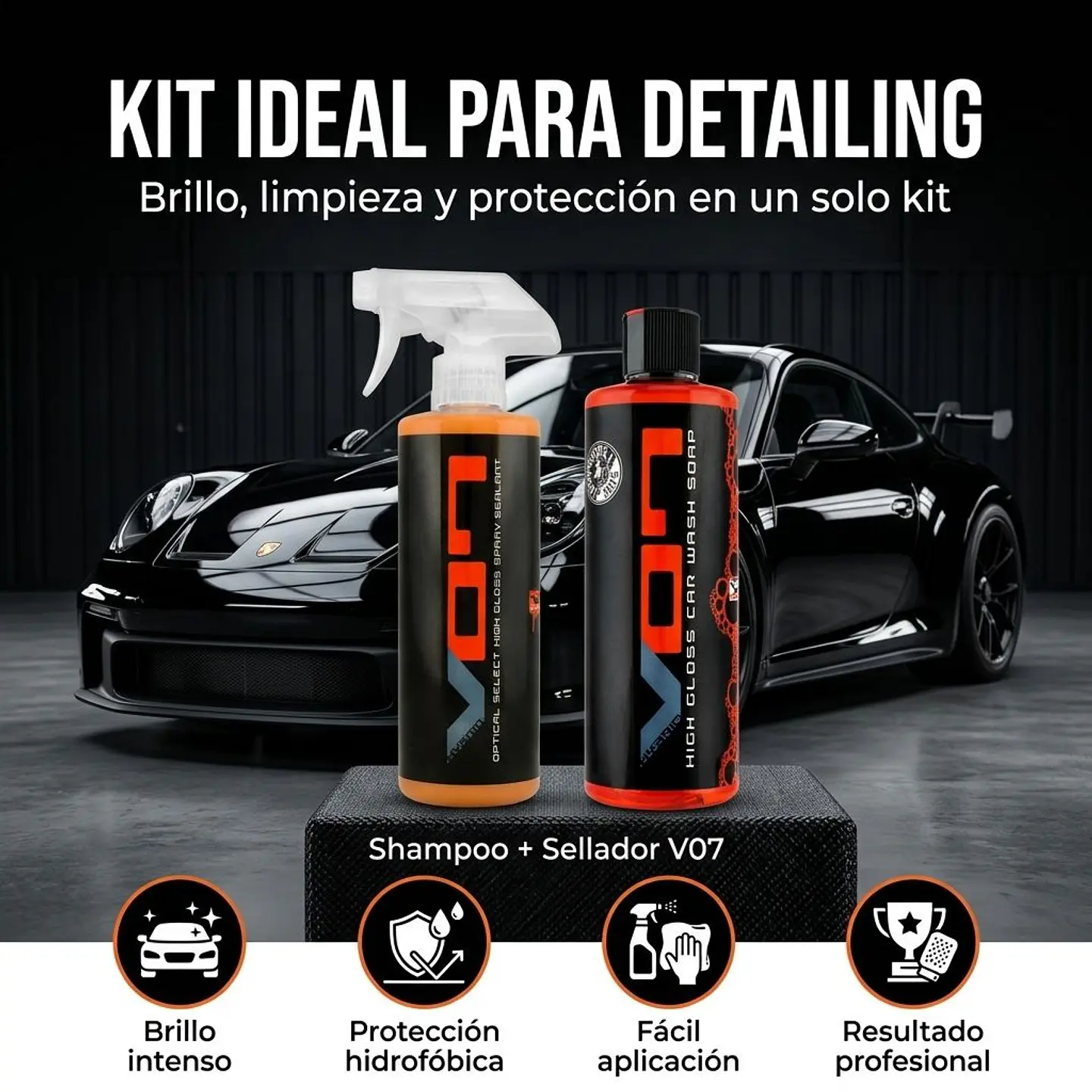 Kit Shampoo Cera Sellador Quick Detailer V07 Chemical Guys 7