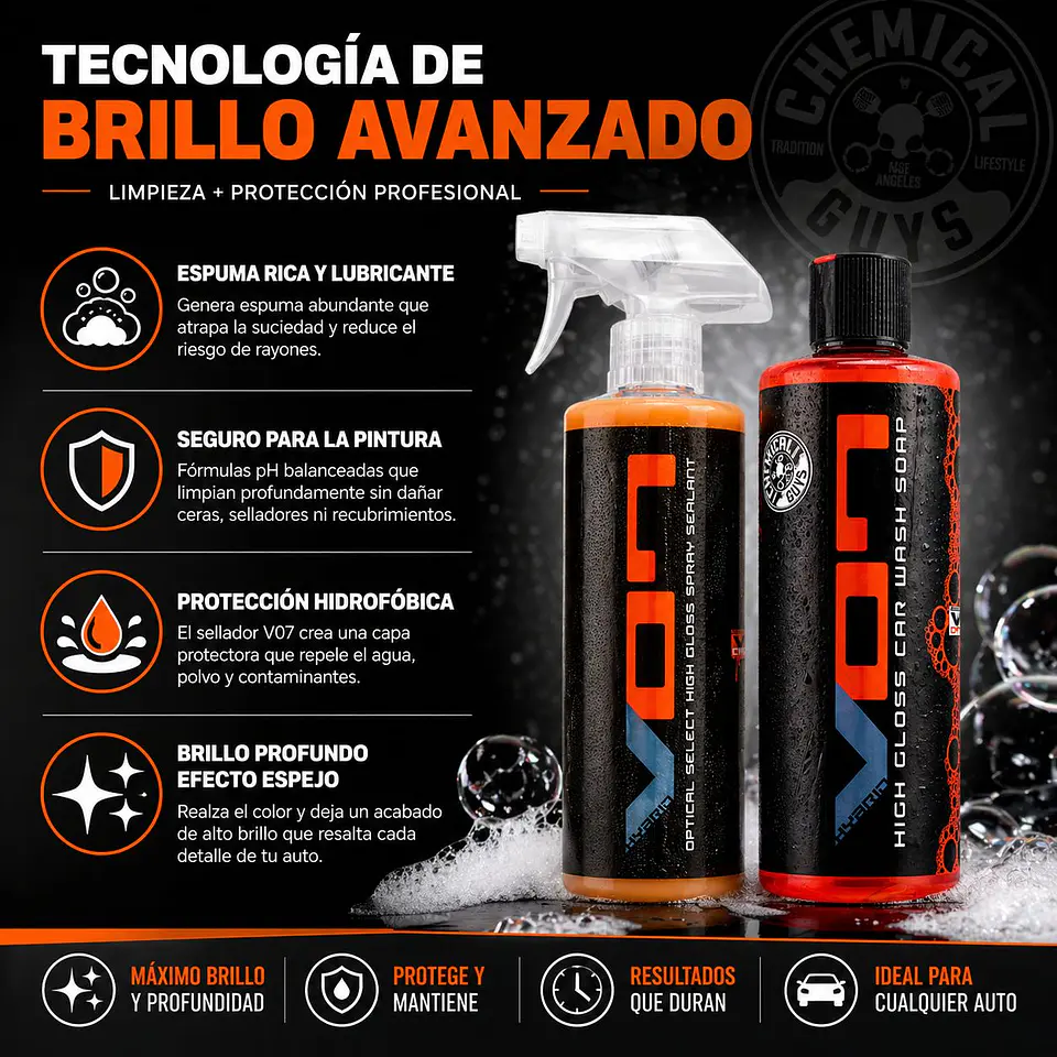 Kit Shampoo Cera Sellador Quick Detailer V07 Chemical Guys 6