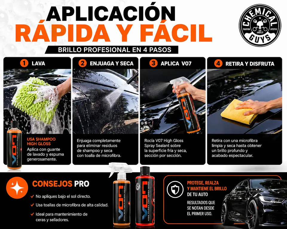 Kit Shampoo Cera Sellador Quick Detailer V07 Chemical Guys 4