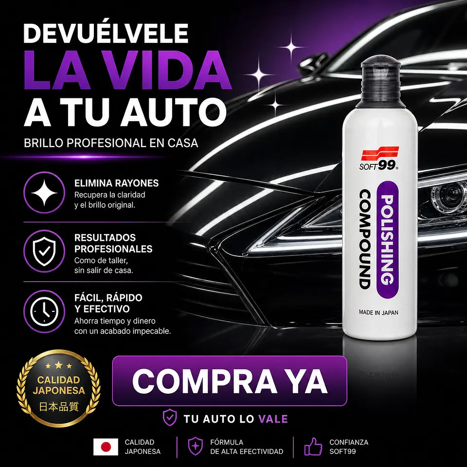 Pasta Pulir Auto Corte Medio Soft99 Quita Rayones Medium Cut 7