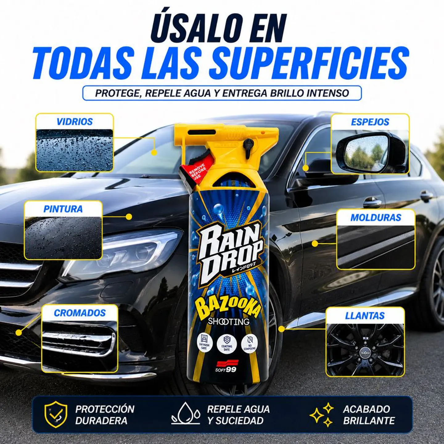 Sellador Repelente Agua Cera Para Auto Soft99 Rain Drop 5