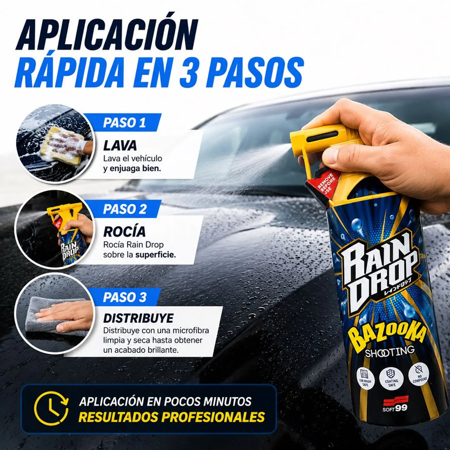Sellador Repelente Agua Cera Para Auto Soft99 Rain Drop 3