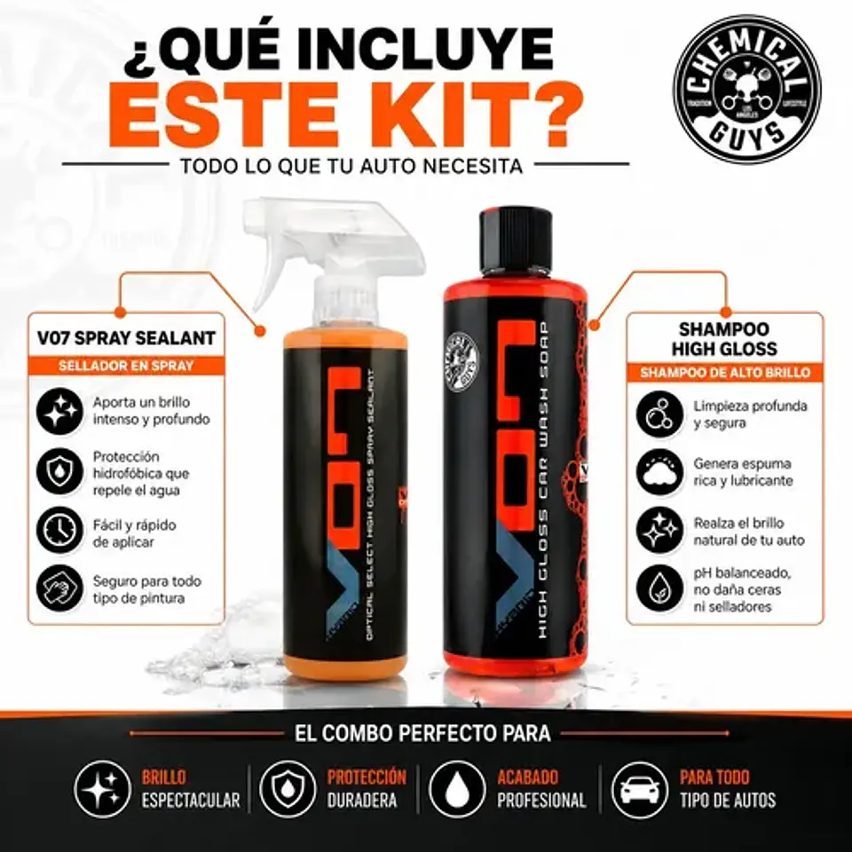 Kit Shampoo Cera Sellador Quick Detailer V07 Chemical Guys 2