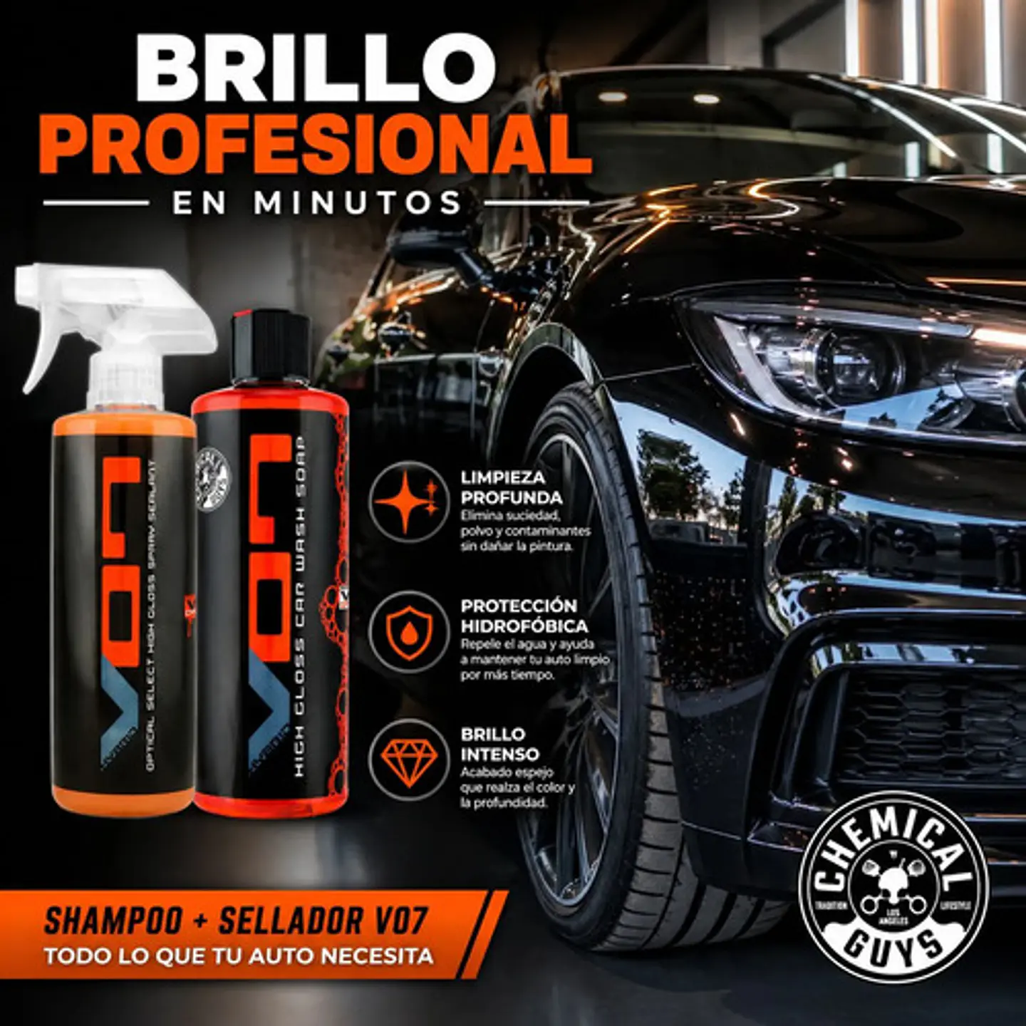 Kit Shampoo Cera Sellador Quick Detailer V07 Chemical Guys 3