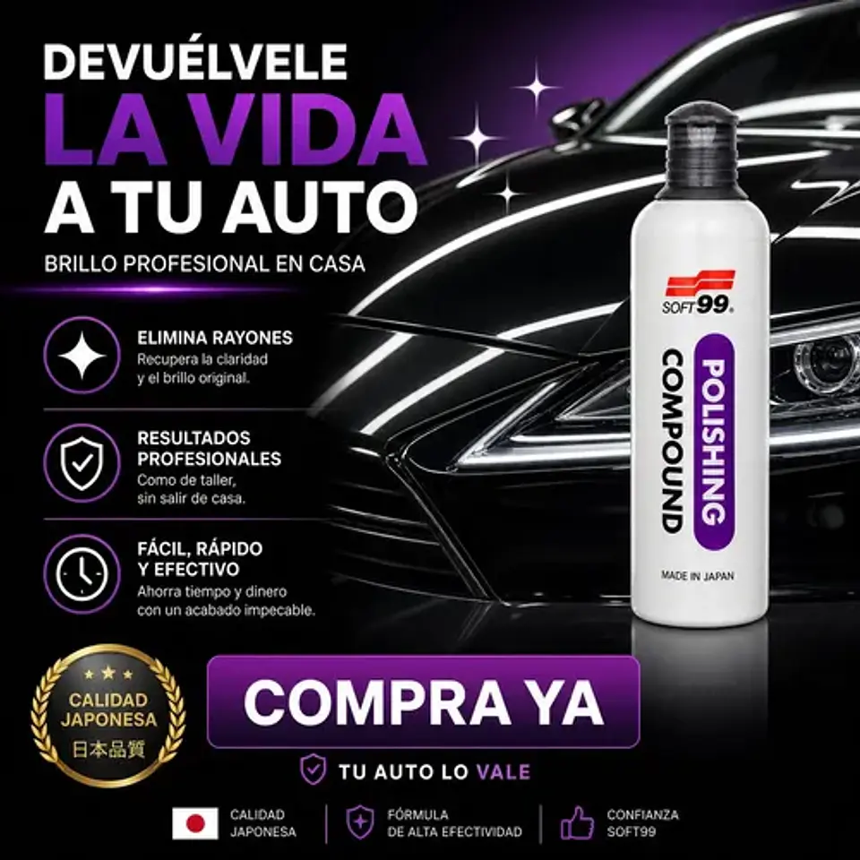 Pasta Pulir Auto Corte Medio Soft99 Quita Rayones Medium Cut 7
