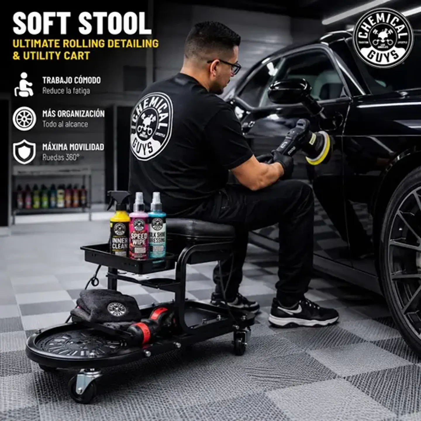 Carrito Organizador Detailing Auto Chemical Guys Soft Stool 2