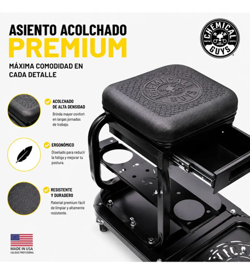 Carrito Organizador Detailing Auto Chemical Guys Soft Stool 3