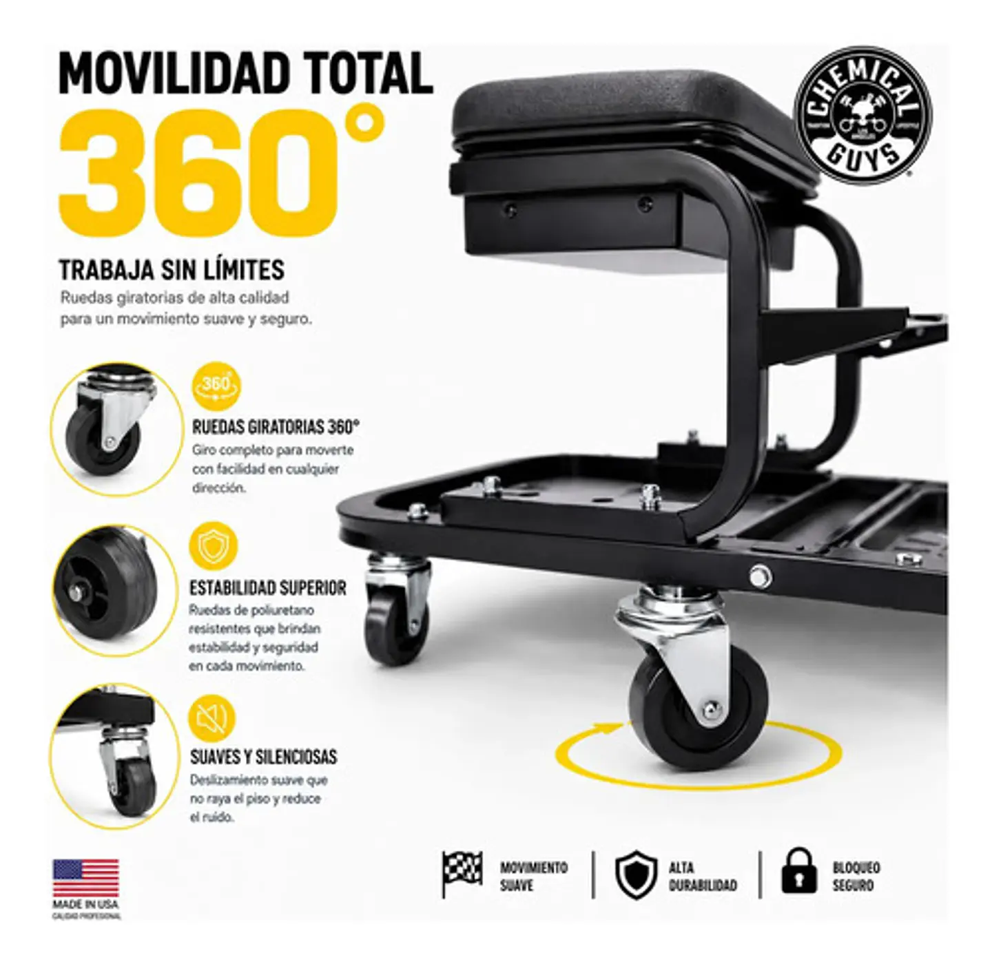 Carrito Organizador Detailing Auto Chemical Guys Soft Stool 5