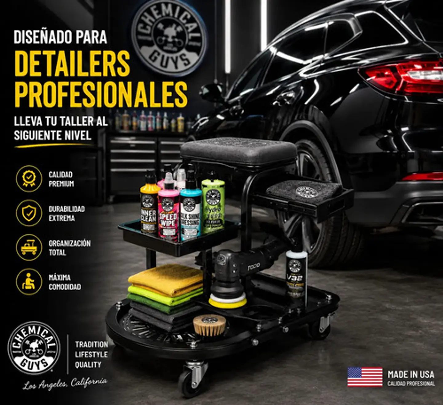 Carrito Organizador Detailing Auto Chemical Guys Soft Stool 8