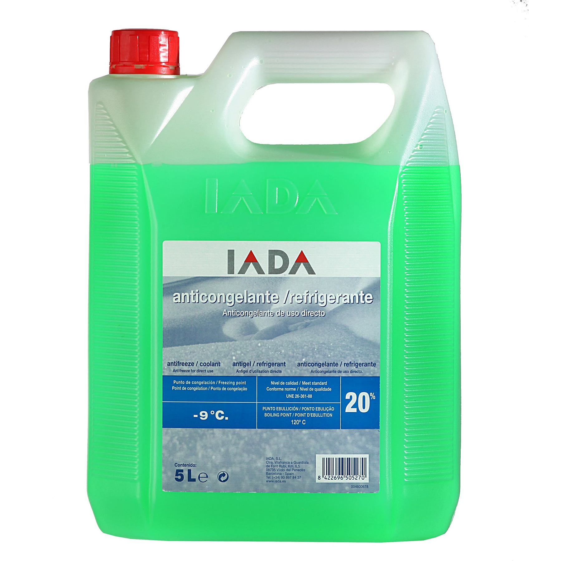 Anticongelante Refrigerante Verde 20% (-9ºC) 5 Litros IADA