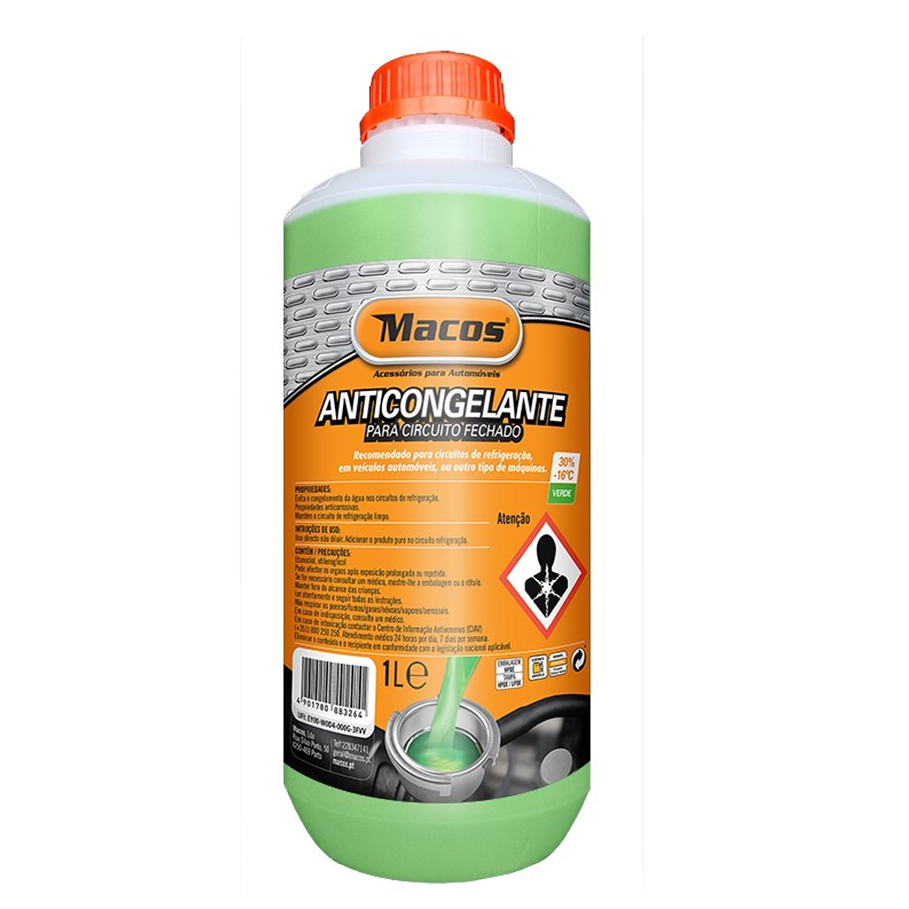 Anticongelante Verde 30% -16ºC 1 Litro Macos