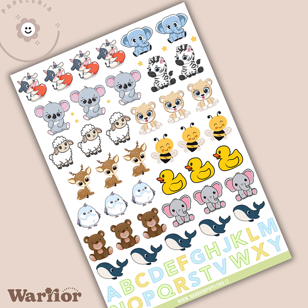 Lámina Stickers Animalitos Tiernos