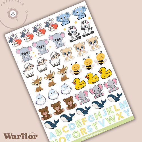Lámina Stickers Animalitos Tiernos