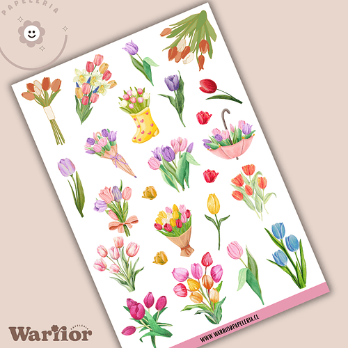 Lámina Stickers Tulipanes Primavera
