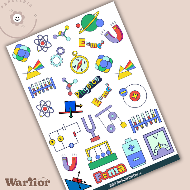 Lámina de Stickers  Física & Ciencia
