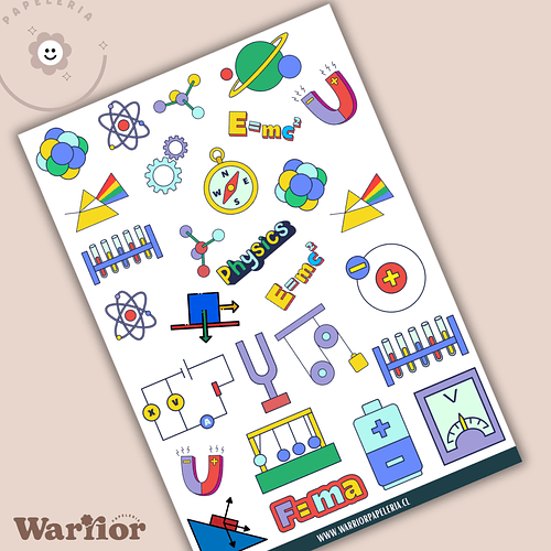 Lámina de Stickers  Física & Ciencia