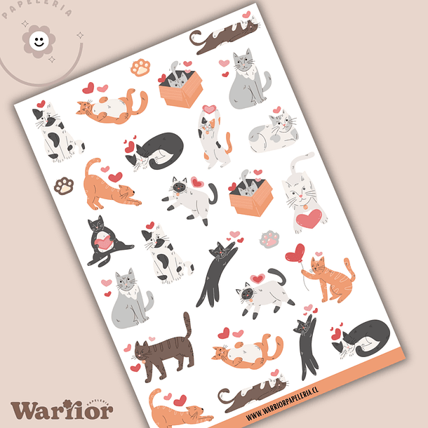 Lámina de Stickers Amor Gatuno