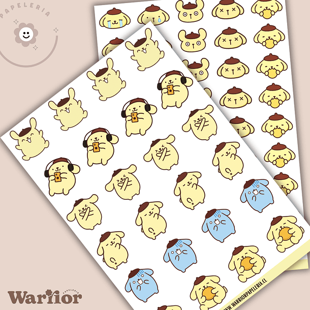Pack de 2 láminas de stickers Pompompurin Vibes 1