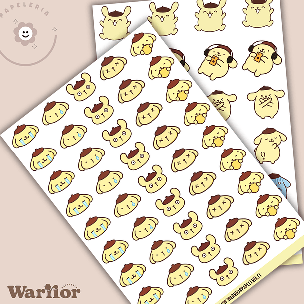 Pack de 2 láminas de stickers Pompompurin Vibes 2