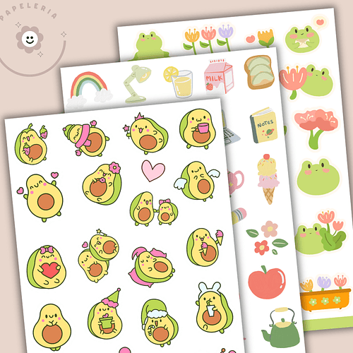 Pack de 3 Láminas de Stickers –  Cute
