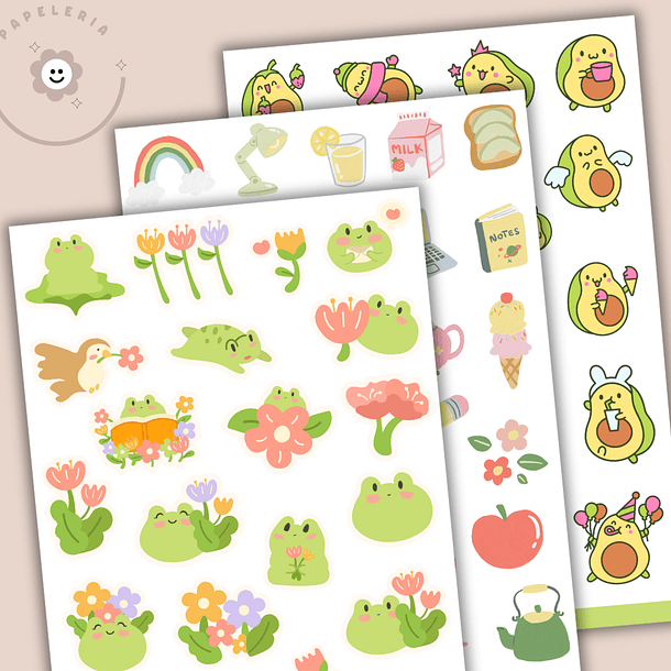 Pack de 3 Láminas de Stickers –  Cute 3