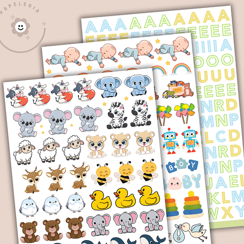 Pack de 3 láminas de Stickers Baby Memories
