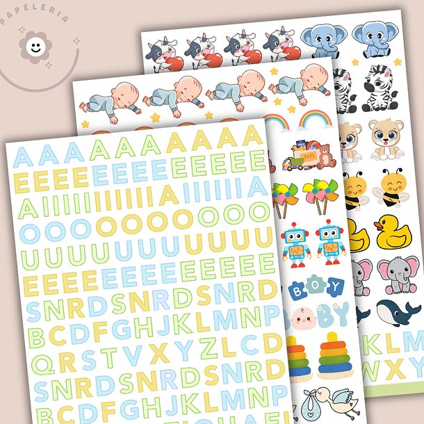 Pack de 3 láminas de Stickers Baby Memories 2