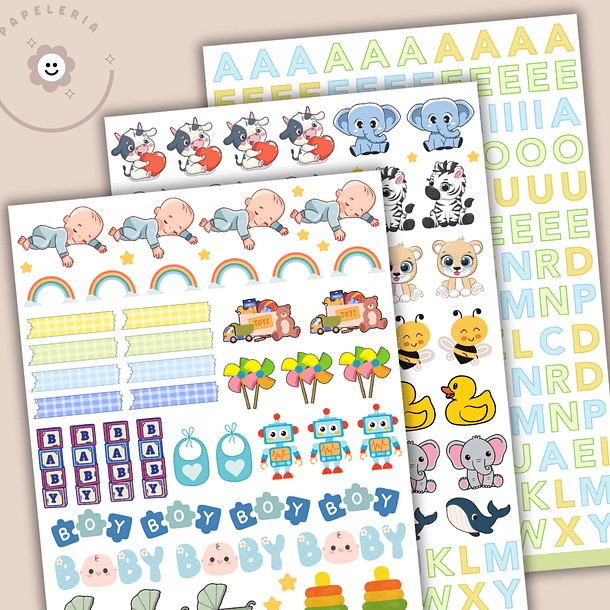 Pack de 3 láminas de Stickers Baby Memories 3