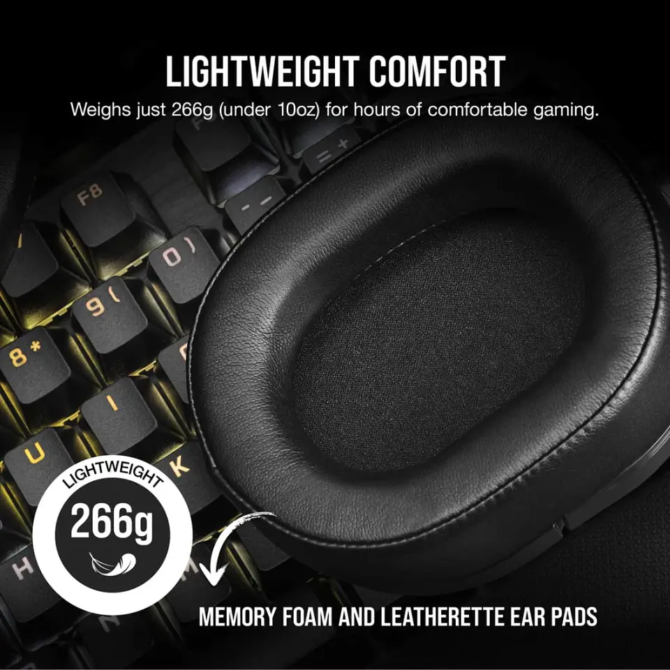 Audífonos Corsair HS55 Wireless, BT, Audio 7.1, USB, Carbon 6
