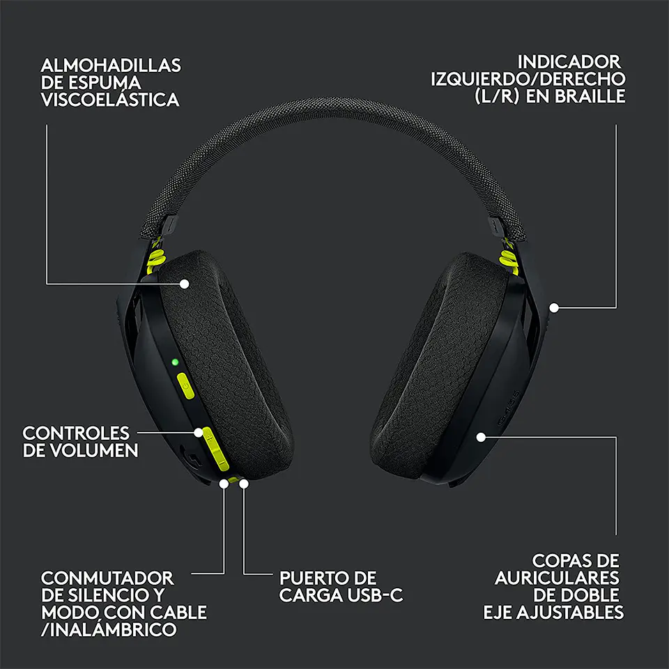 Audífonos Gamer Inalámbricos Logitech G435 (Dongle USB, Bluetooth) - Negro 6