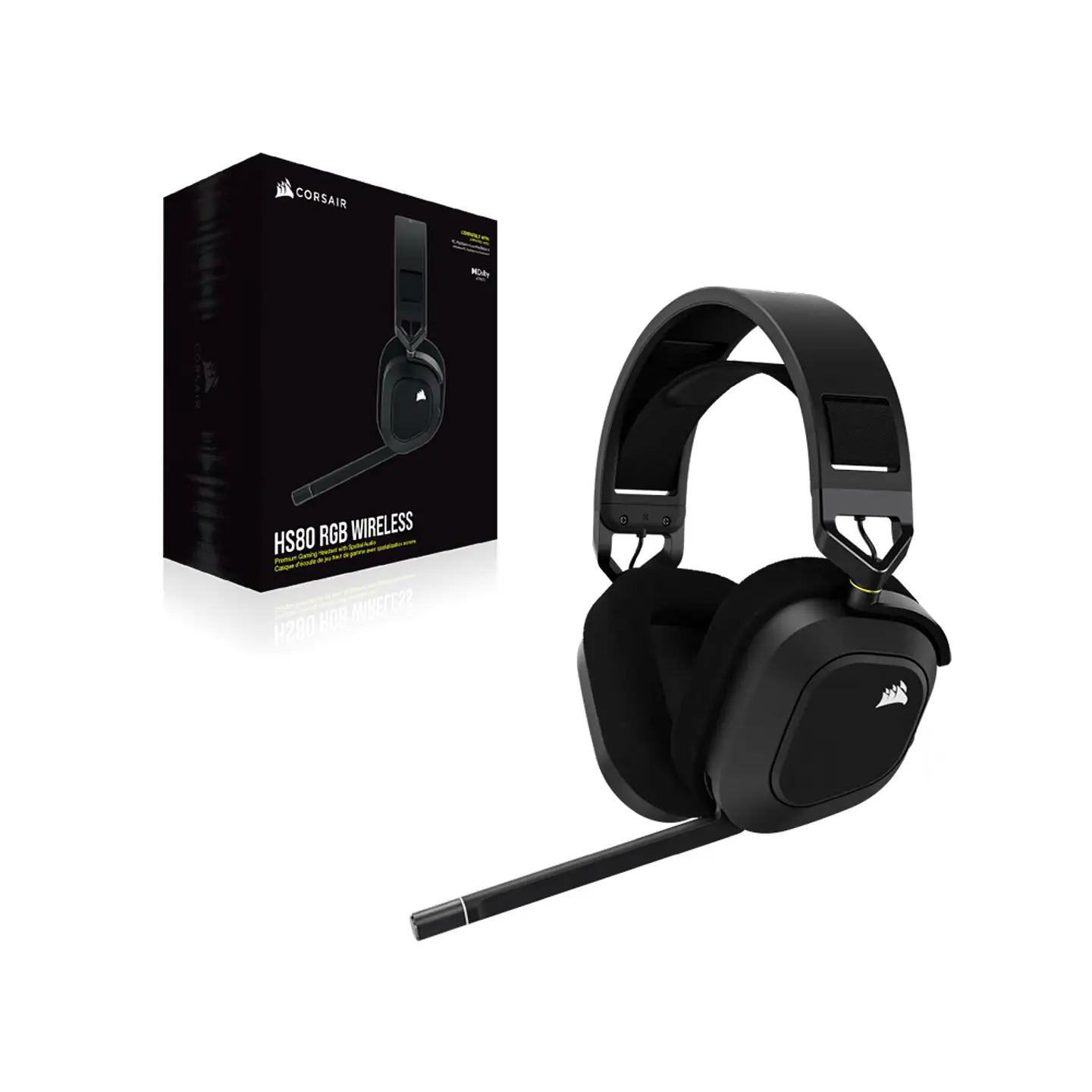 Audífonos Wireless Premium Gamer Corsair HS80 RGB, Carbón 8