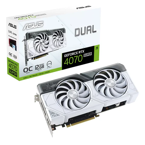 Tarjeta de Video ASUS Dual GeForce RTX 4070 SUPER White OC Edition 12GB GDDR6X