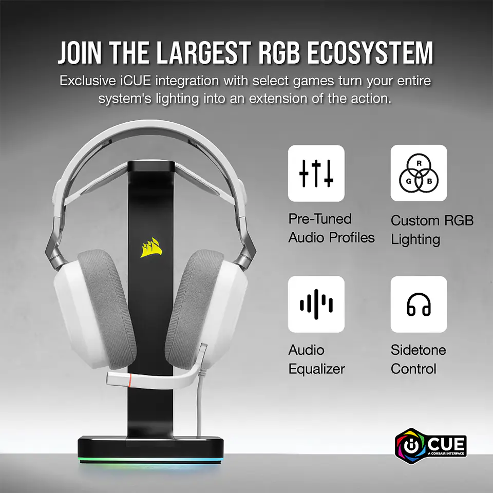 Audífonos Gamer Corsair HS80 RGB Dolby Audio 7.1 USB, Blanco 6