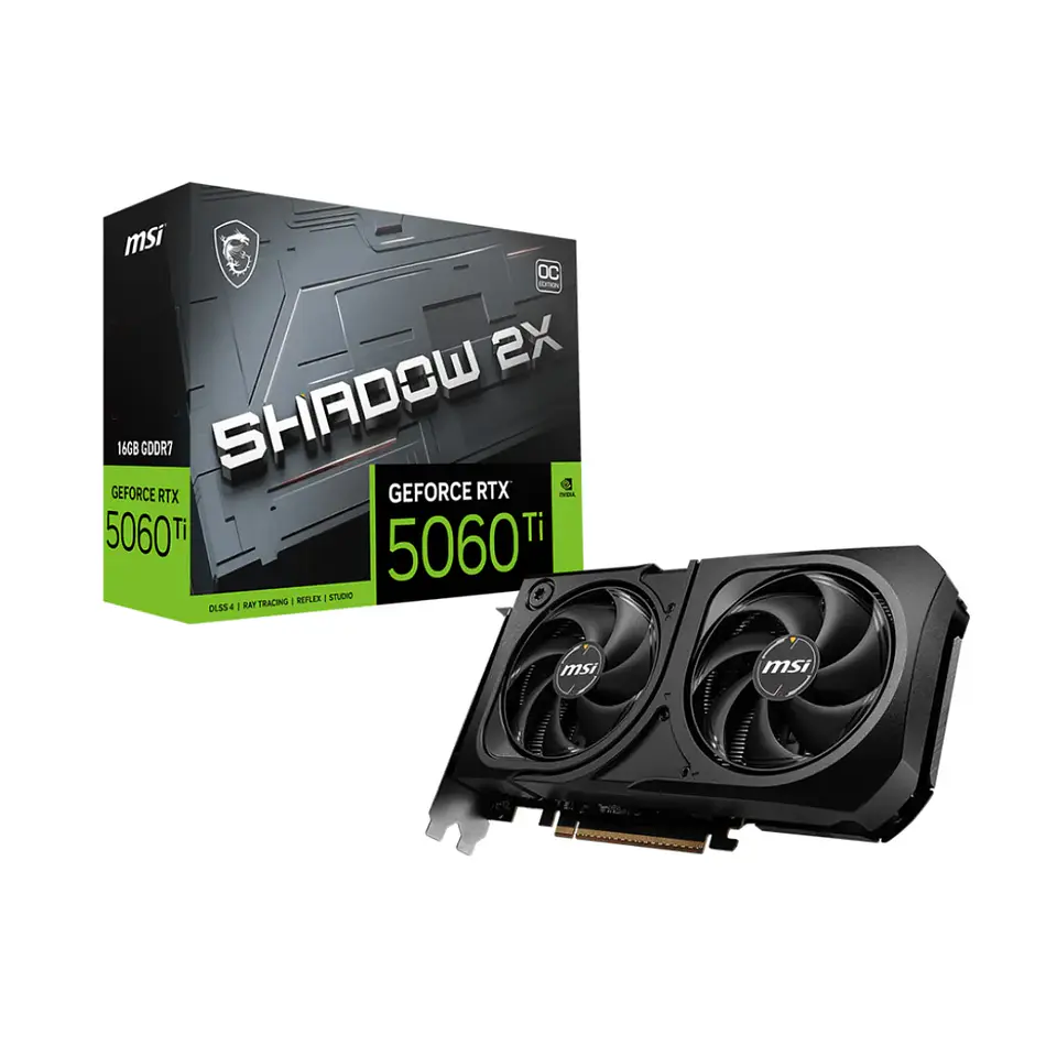 Tarjeta de Video MSI RTX 5060 Ti 16G SHADOW 2X OC PLUS PciE-5 1