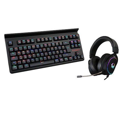 Kit Gamer 2 en 1 Kronos Pro (Teclado Mecánico Bluetooth RGB + Audífono Thunder 7.1 RGB)