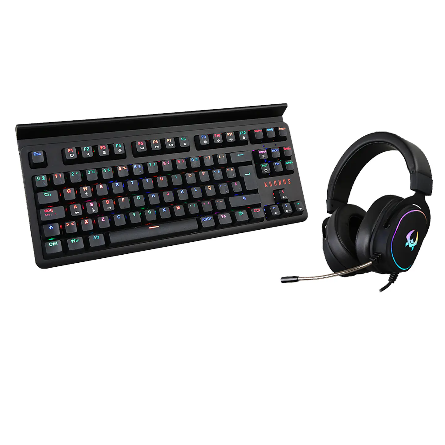 Kit Gamer 2 en 1 Kronos Pro (Teclado Mecánico Bluetooth RGB + Audífono Thunder 7.1 RGB) 1