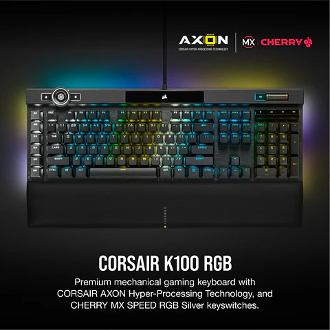 Teclado Mecánico Corsair K100 RGB, Cherry MX Speed, Black