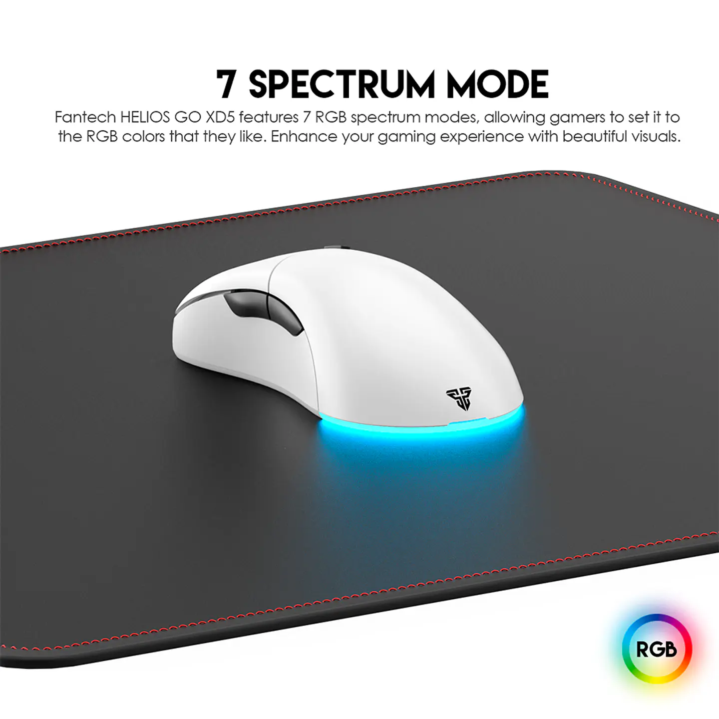 Mouse Inalámbrico Wireless Fantech Helios XD5 RGB 72gr White 3
