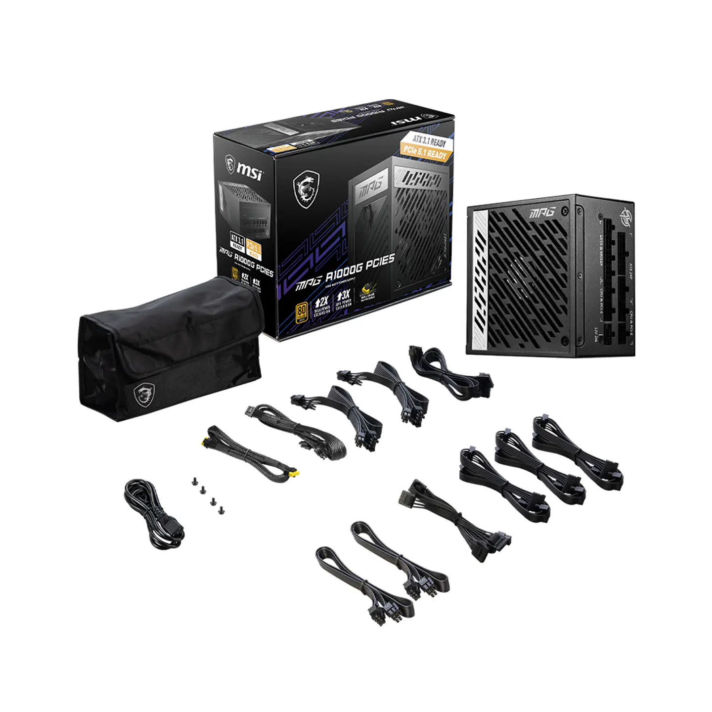 Fuente de Poder MSI MPG A1000G PCIE5 1000W Modular, 80+ Gold 4
